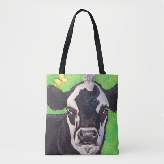 Zwarte en witte kabeljauw met Kelly Green Tote Bag (Voorkant)