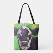 Zwarte en witte kabeljauw met Kelly Green Tote Bag (Achterkant)