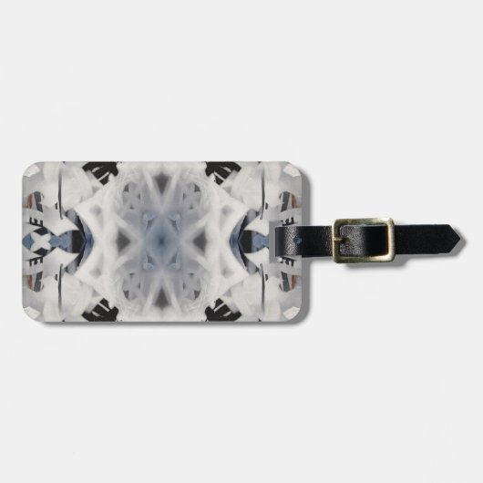 Zwarte en witte kaleidoscoop graffiti bagagelabel (Voorkant horizontaal)