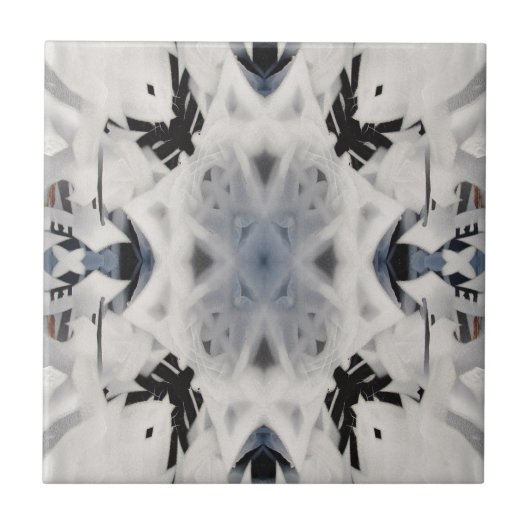 Zwarte en witte kaleidoscoop graffiti tegeltje (Voorkant)