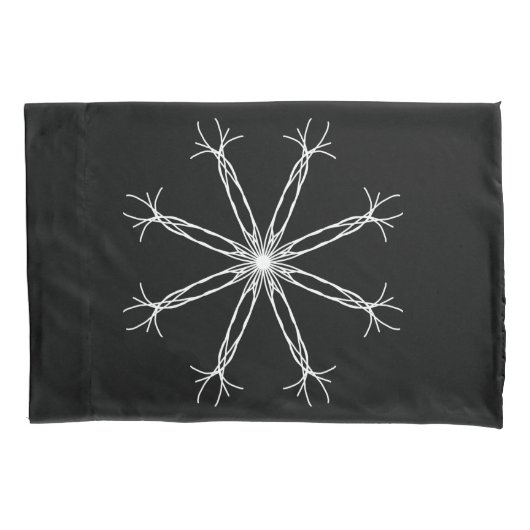 Zwarte en witte Kaleidoscoop Star Pillowcase Kussensloop (Voorkant)
