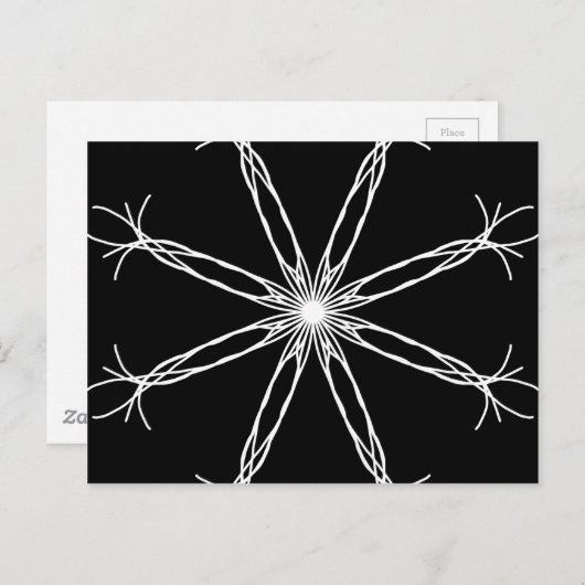 Zwarte en witte Kaleidoscoop ster Briefkaart (Voorkant / Achterkant)
