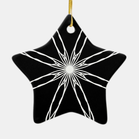 Zwarte en witte Kaleidoscoop ster Keramisch Ornament (Achterkant)