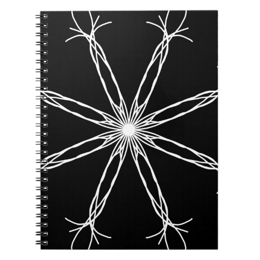 Zwarte en witte Kaleidoscoop ster Notitieboek (Voorkant)