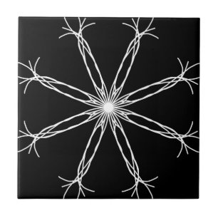 Zwarte en witte Kaleidoscoop ster Tegeltje