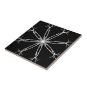 Zwarte en witte Kaleidoscoop ster Tegeltje (Zijkant)