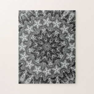 ZWARTE EN WITTE KALEIDOSCOPISCHE GEOMETRISCHE MAND LEGPUZZEL