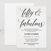 Zwarte en witte kalligrafie 50th Birthday Party Kaart (Voorkant / Achterkant)