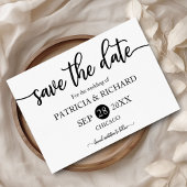 Zwarte en witte kalligrafie-bruiloft bespaart de d kaart