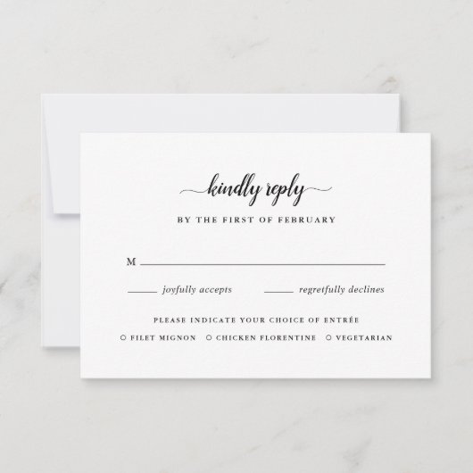 Zwarte en witte kalligrafie Keuze uit RSVP-kaart RSVP Kaartje (Voorkant)