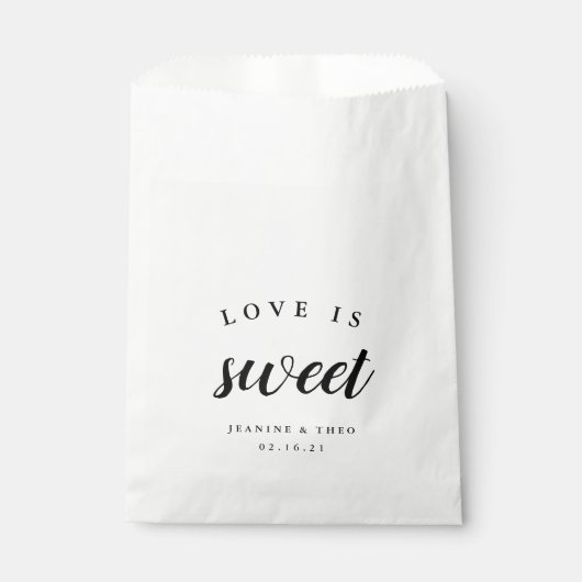 Zwarte en witte kalligrafie "Love is Sweet" Wedden Bedankzakje (Voorkant)
