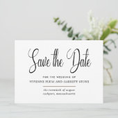 Zwarte en witte kalligrafie Sla de datum op Save The Date (Staand voorkant)