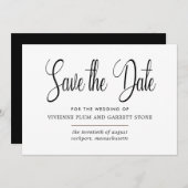 Zwarte en witte kalligrafie Sla de datum op Save The Date (Voorkant / Achterkant)