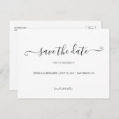 Zwarte en witte kalligrafie Sparen het Briefkaart  (Voorkant / Achterkant)