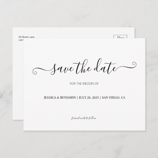 Zwarte en witte kalligrafie Sparen het Briefkaart  (Voorkant / Achterkant)