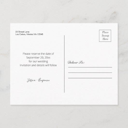 Zwarte en witte kalligrafie Sparen het Briefkaart (Achterkant)