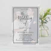 Zwarte en witte kalligrafie Vellum Photo Wedding Kaart (Staand voorkant)