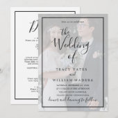 Zwarte en witte kalligrafie Vellum Photo Wedding Kaart (Voorkant / Achterkant)