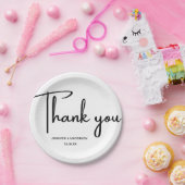 Zwarte en witte kalligrafie Weddenschap Bedankt Papieren Bordje (Feest)