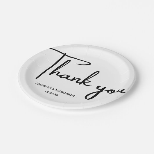 Zwarte en witte kalligrafie Weddenschap Bedankt Papieren Bordje (Gekanteld)