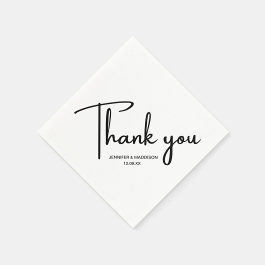Zwarte en witte kalligrafie Weddenschap Bedankt Servet (Hoek)
