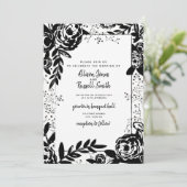 Zwarte en witte kalligrafie Weddenschap Kaart (Staand voorkant)