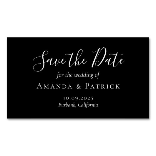 Zwarte en witte kalligrafie Weddenschap sparen de  Magnetisch Visitekaartje (Voorkant)