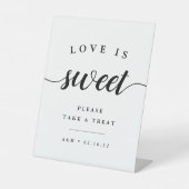 Zwarte en witte kalligrafie Wedding Dessert Reclamebord Met Voetstuk (Voorkant)