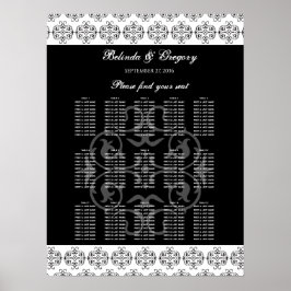 Zwarte en witte kalligrafie-weduwenkaart poster