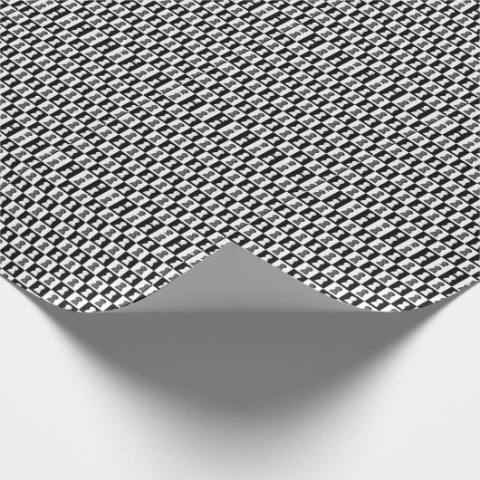 Zwarte en witte kap Allover Chess Board Cadeaupapier (Hoek)