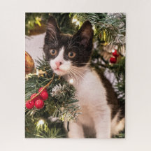 Zwarte en witte karretjes in de kerstboom