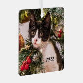 Zwarte en witte karretjes in de kerstboom metalen ornament (Voorkant Rechts)