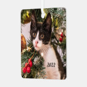 Zwarte en witte karretjes in de kerstboom metalen ornament (Voorkant links)