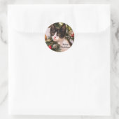 Zwarte en witte karretjes in de kerstboom ronde sticker (Tas)