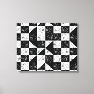  zwarte en witte karton en bloemen canvas afdruk