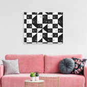 zwarte en witte karton en bloemen canvas afdruk (Insitu (Woonkamer))