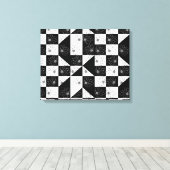 zwarte en witte karton en bloemen canvas afdruk (Insitu (Houten vloer))