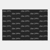 Zwarte en Witte Kassy Birthday Inpakpapier Vel (Voorkant 2)