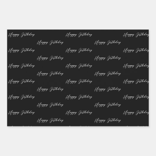 Zwarte en Witte Kassy Birthday Inpakpapier Vel (Voorkant 2)