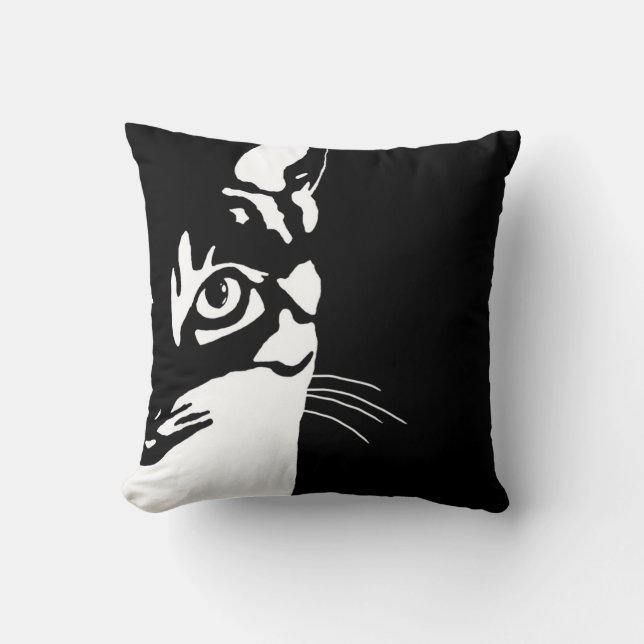Zwarte en witte kat 657 kussen (Voorkant)
