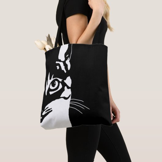 Zwarte en witte kat 657 tote bag (Dichtbij)
