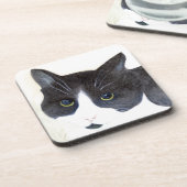 Zwarte en witte kat bier onderzetter (Linkerzijde)