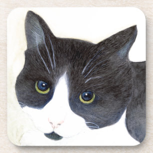 Zwarte en witte kat bier onderzetter