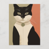 Zwarte en witte kat briefkaart (Voorkant)