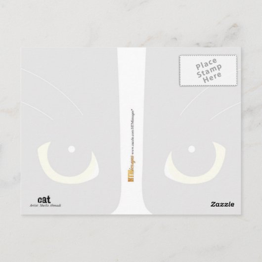 Zwarte en witte kat briefkaart (Achterkant)