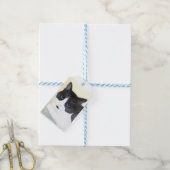 Zwarte en witte kat cadeaulabel (Met Touw)