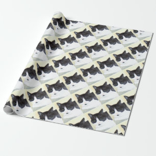 Zwarte en witte kat cadeaupapier