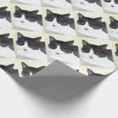 Zwarte en witte kat cadeaupapier (Hoek)