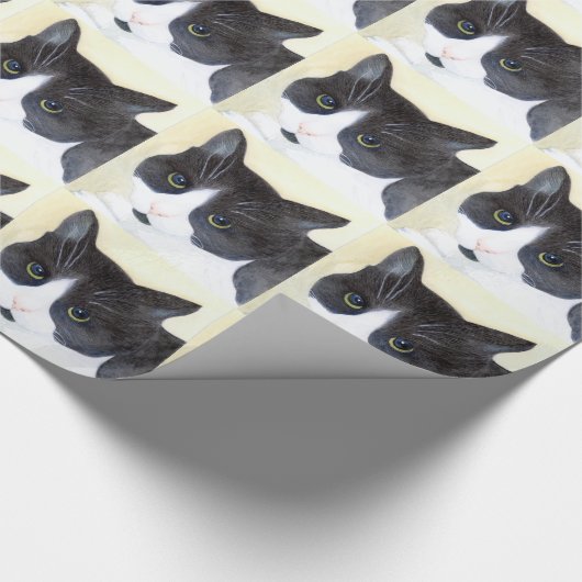 Zwarte en witte kat cadeaupapier (Hoek)