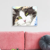 Zwarte en witte kat canvas afdruk (Insitu (Woonkamer))